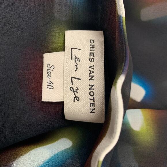 DRIES VAN NOTEN SS 21 Size 8 Black Multi-Color Silk Print Tunic Dress - Picture 6 of 6